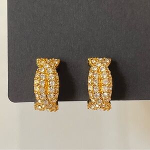 Vintage Swarovski Gold Tone Clip On Earrings